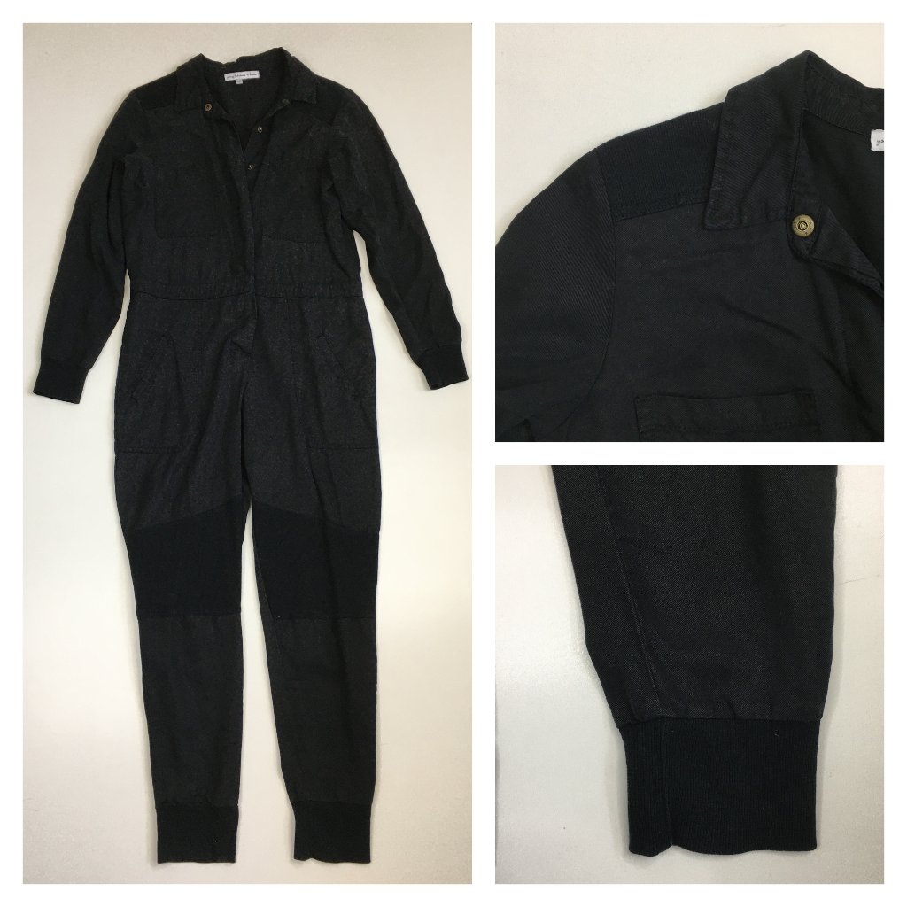 Young Fabulous & Broke Black Long Sleeve Rib Insert One Piece Jumpsuit